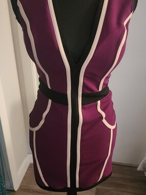 Entry Purple Mini Dress with Black and Cream Trim